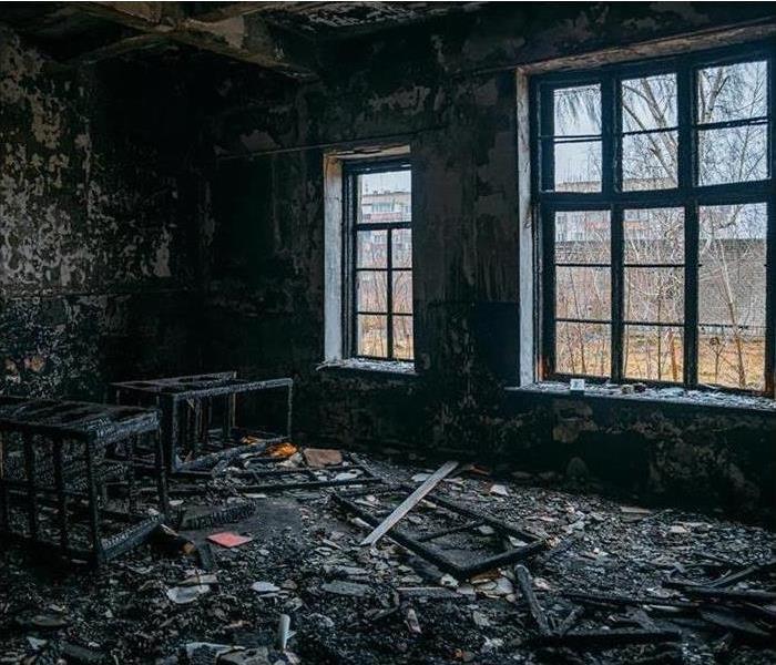 burned out room, black