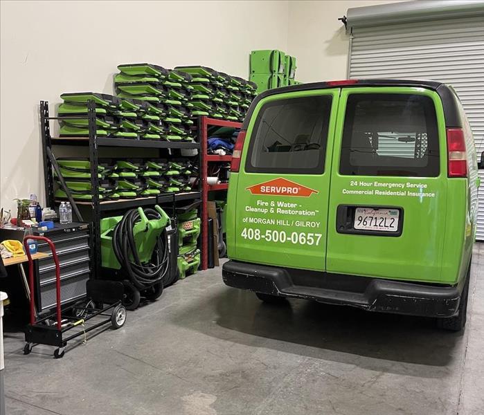 SERVPRO vehicle loading up for the job-site
