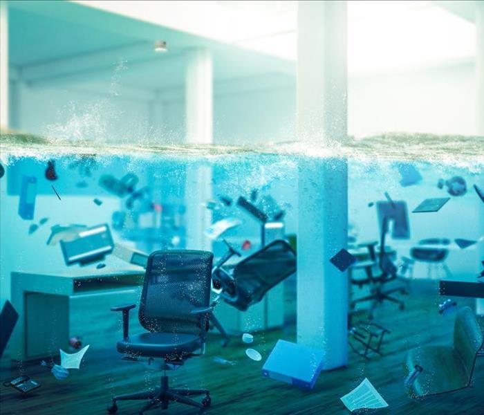 office flooded with water